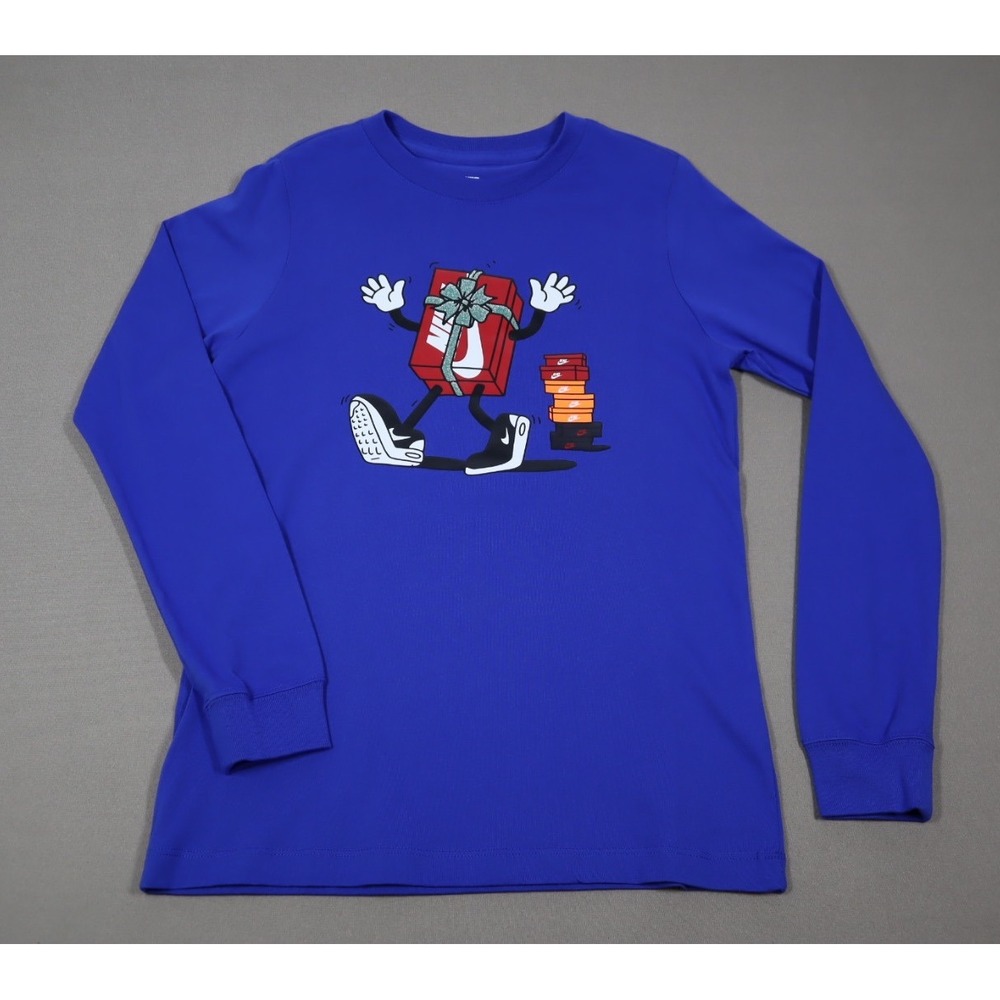 Nike Big Kids Sportswear Printed Long-Sleeve T-Shirt - Blue - Size L